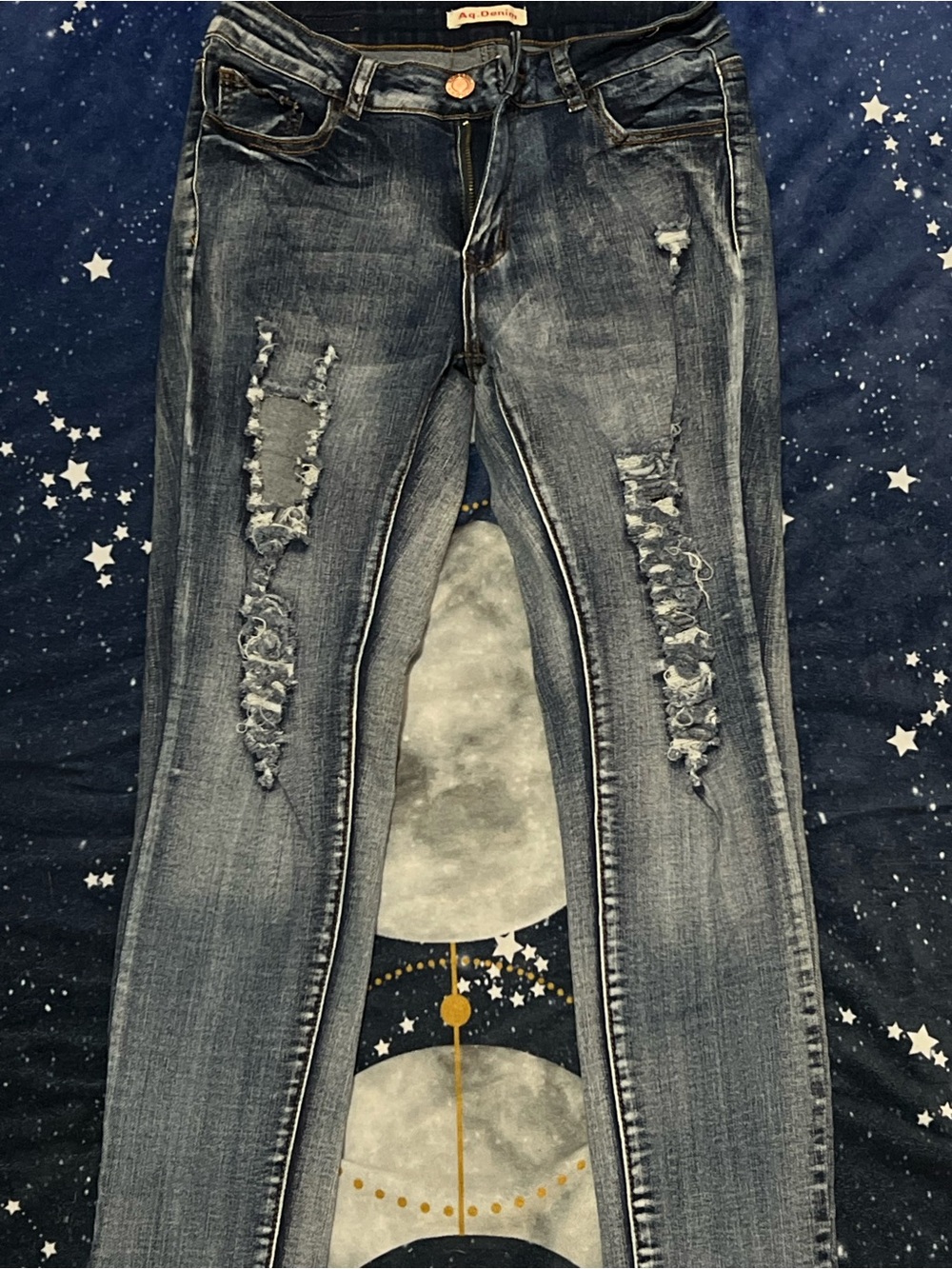 Distressed Slim Fit Blue Jeans